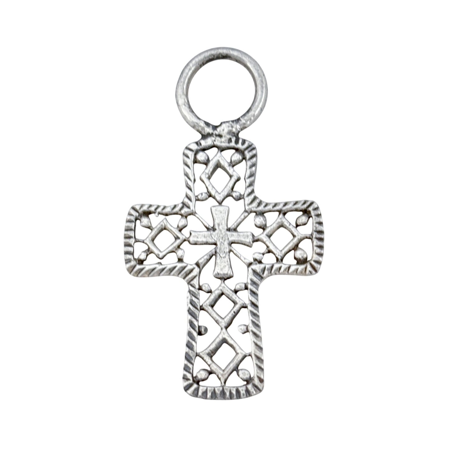 Vintage Sterling Silver 925 Ornate Filigree Cross Pendant