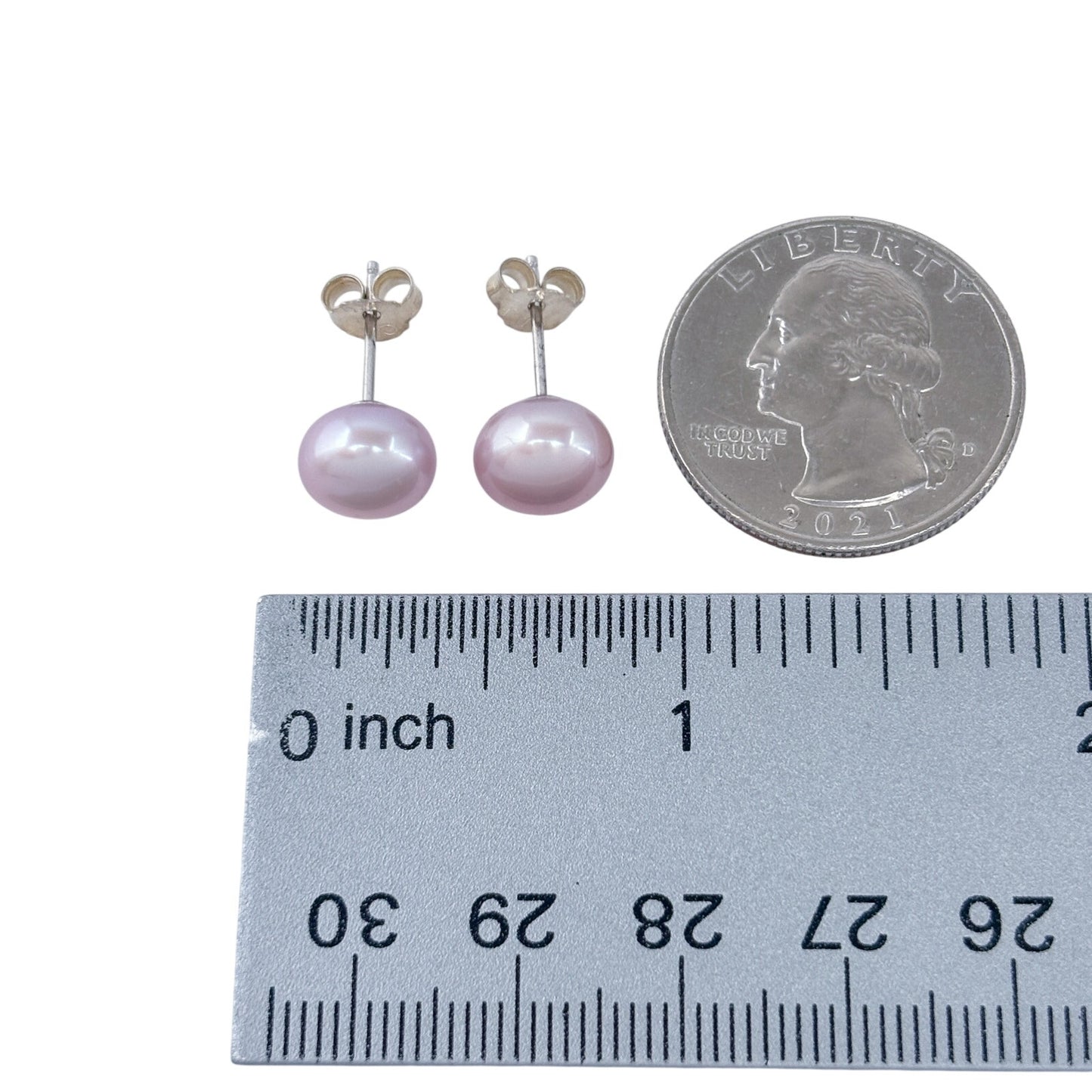 Vintage Sterling Silver 925 Purple Pearl Stud Earrings