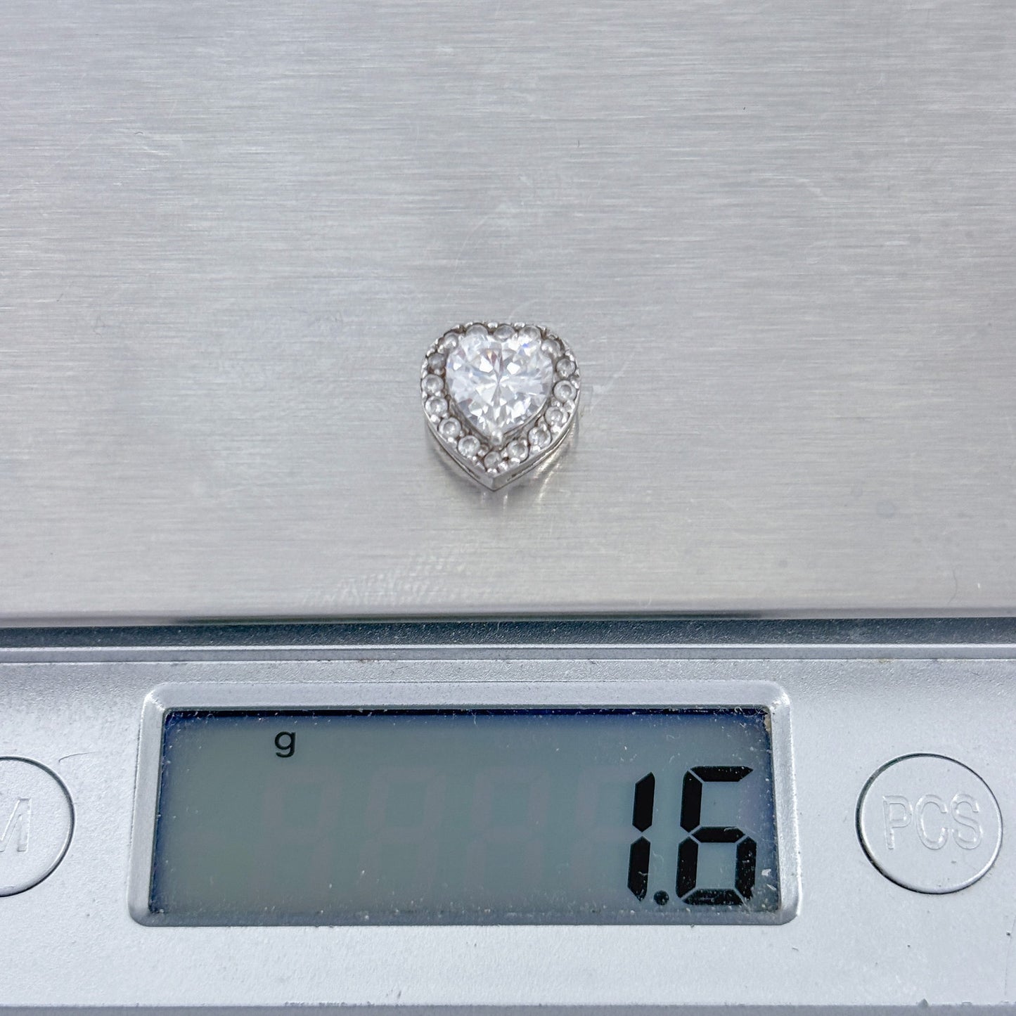 Vintage Sterling Silver 925 Cubic Zirconia Heart Pendant