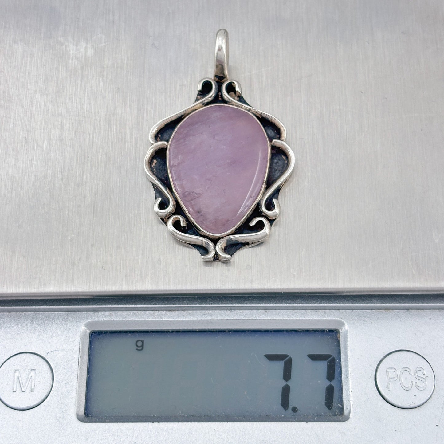 Vintage Sterling Silver 925 Rose Quartz Pendant