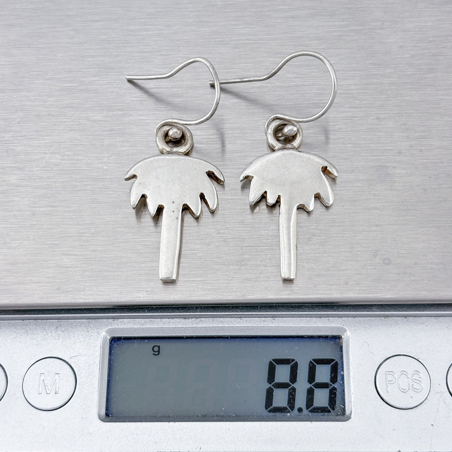 Vintage Mexican Sterling Silver 925 Palm Tree Dangle Earrings