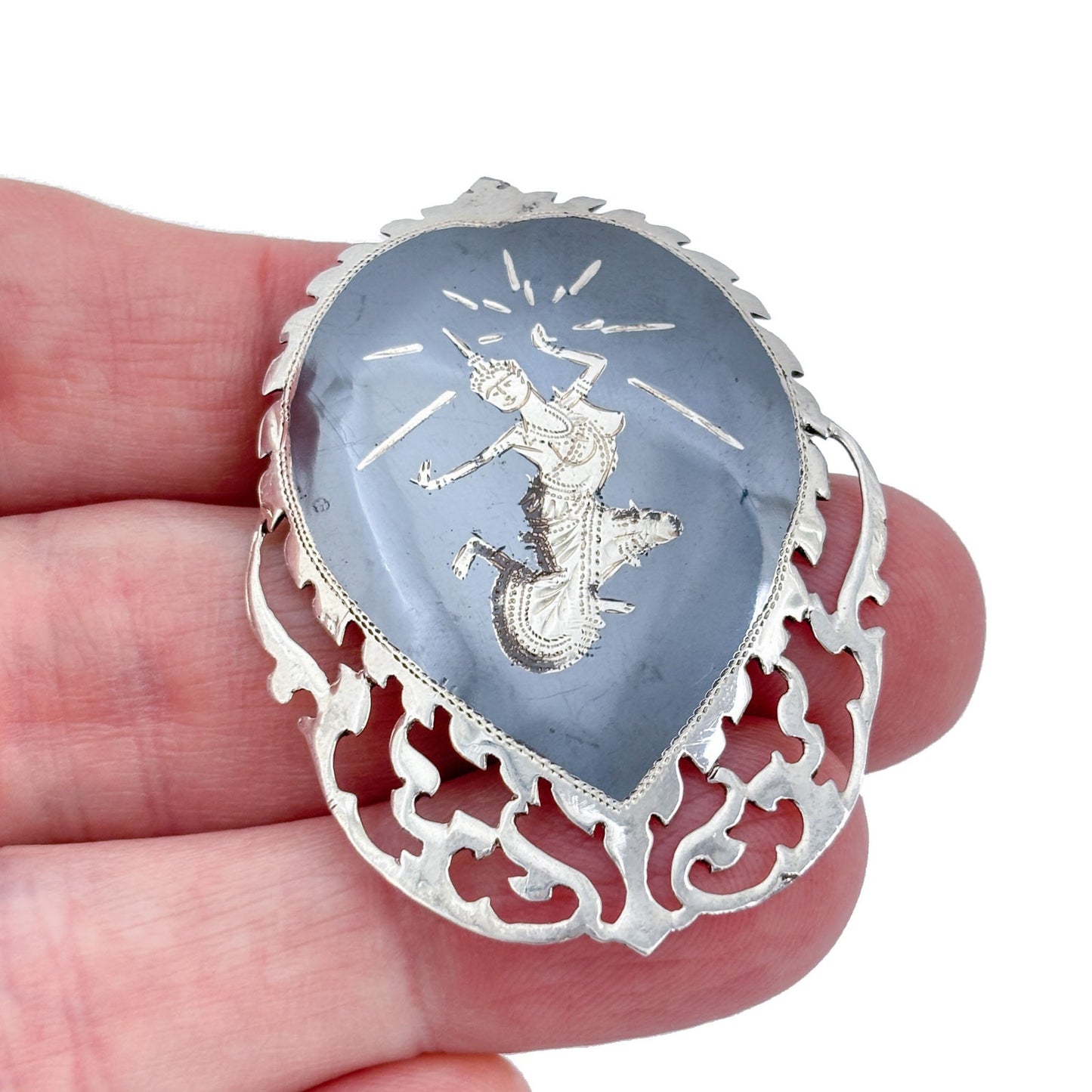Vintage Sterling Silver 925 Thai Dancer Brooch