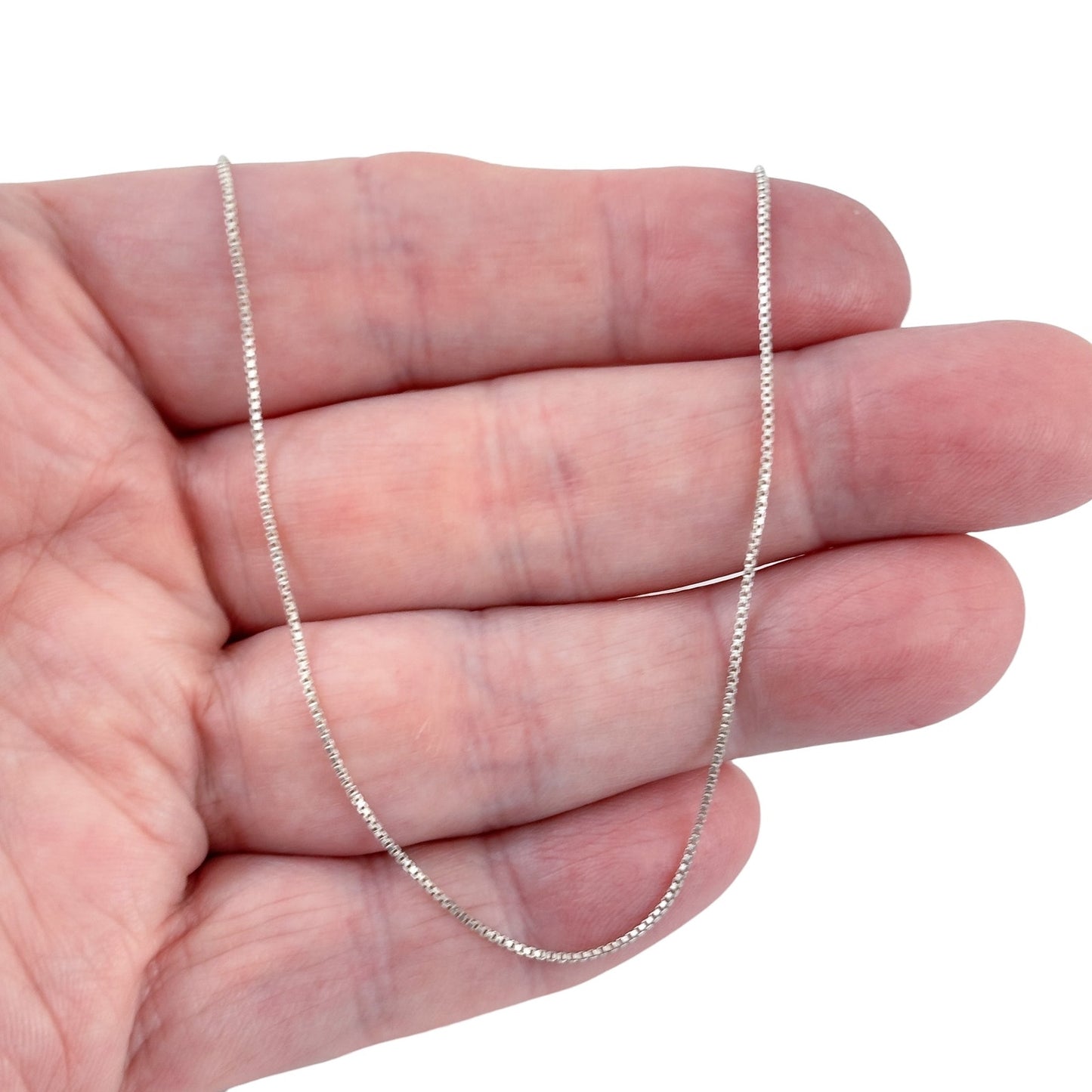 Vintage Italy Sterling Silver 925 Box Link Chain Necklace 18"