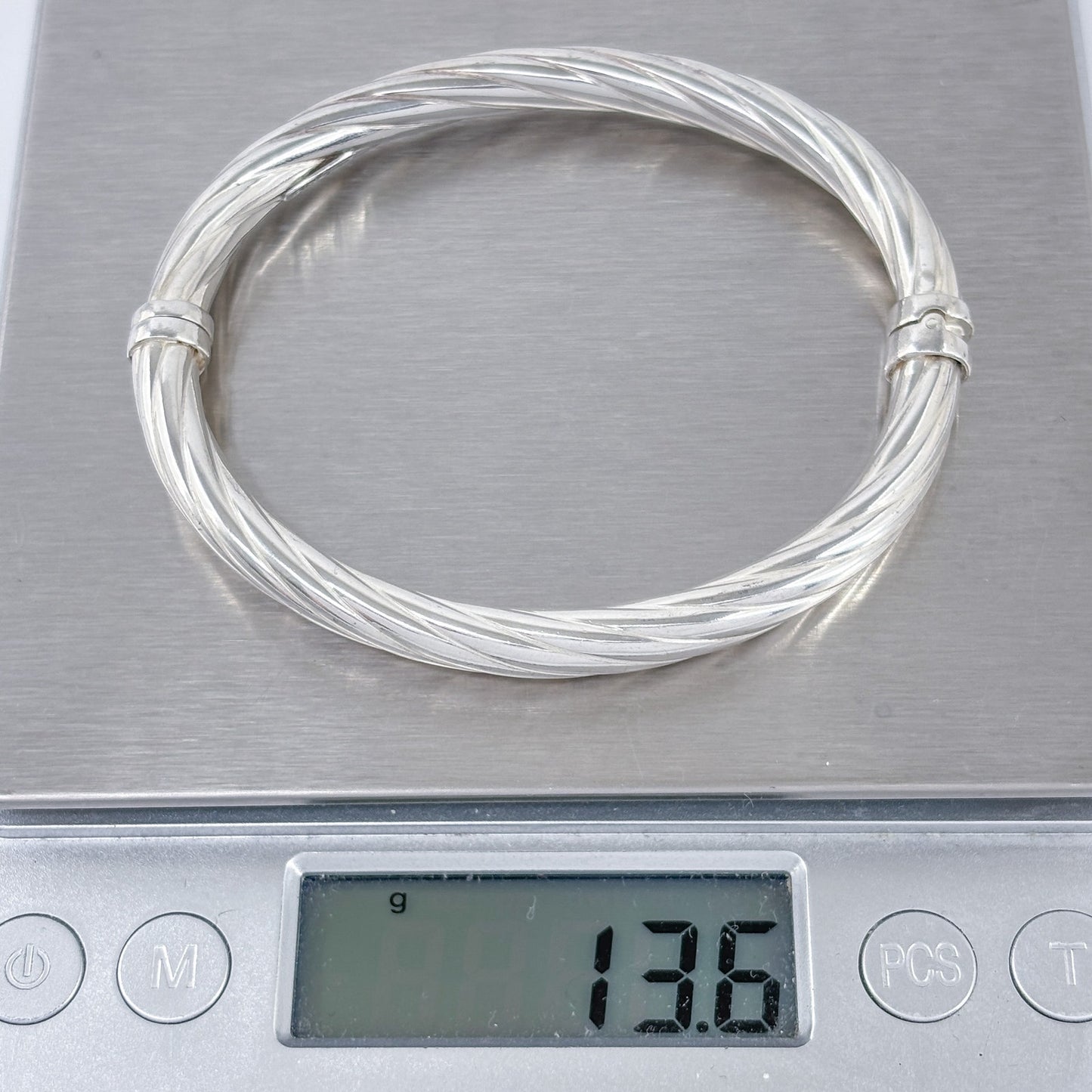 Estate Dyadema Sterling Silver 925 Twisted Bangle Bracelet 7"