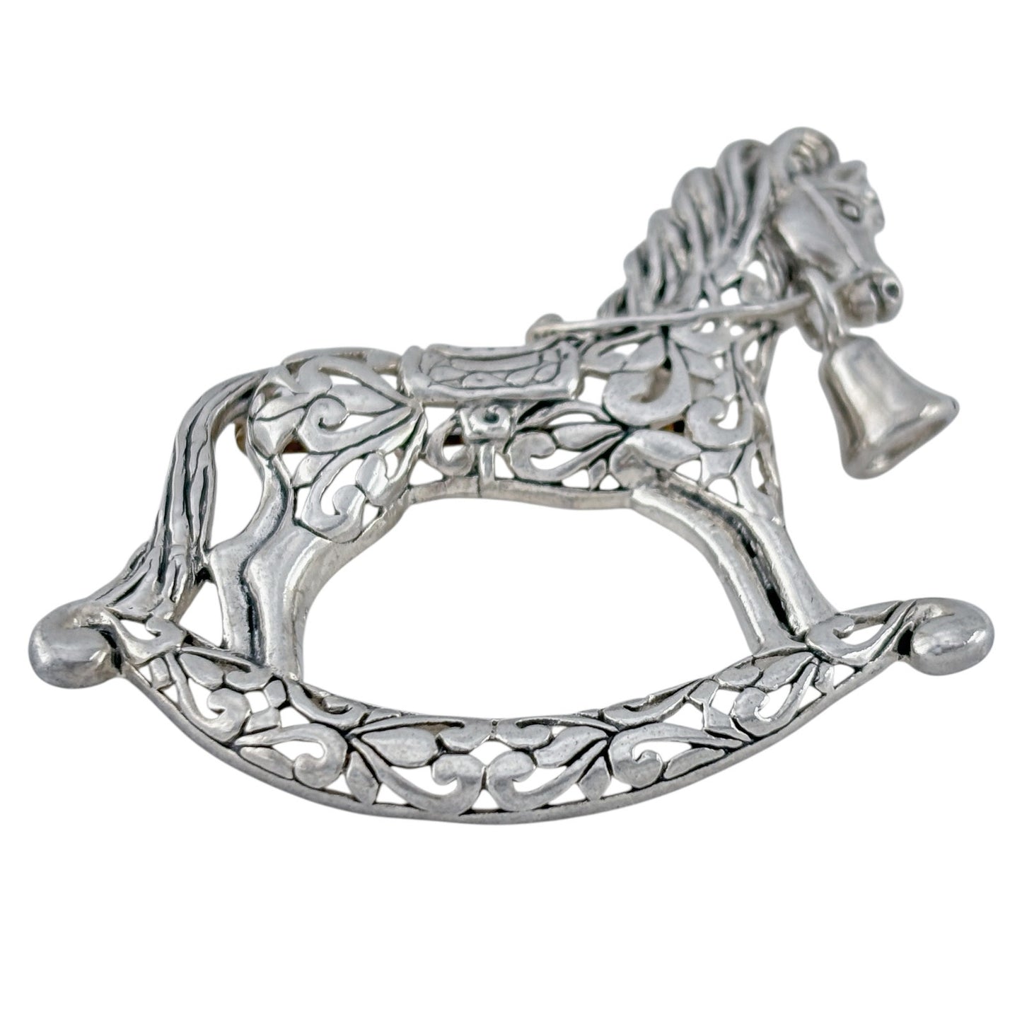 Vintage Jezlaine Sterling Silver 925 Rocking Horse Brooch