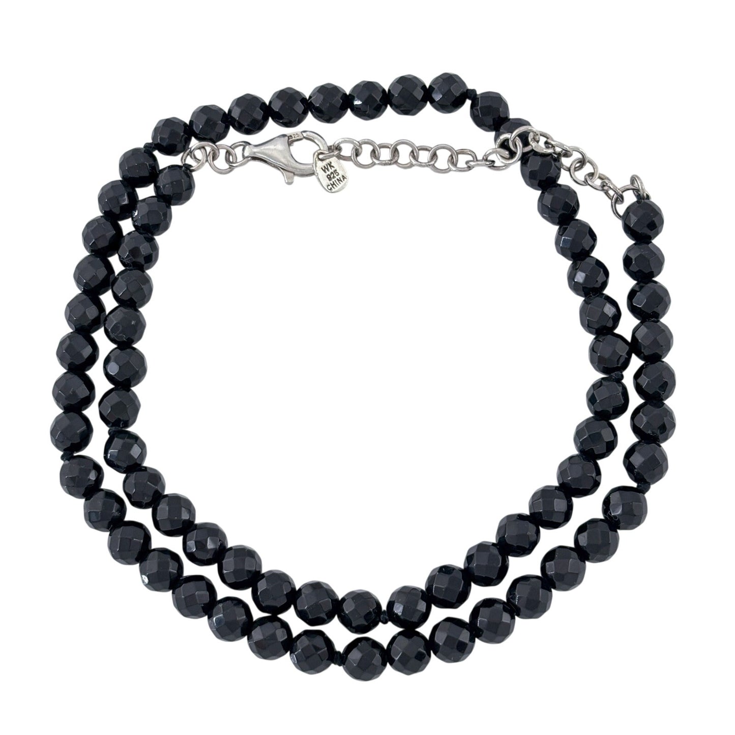 Vintage Black Faceted Spinel Bead Necklace 18"-20"