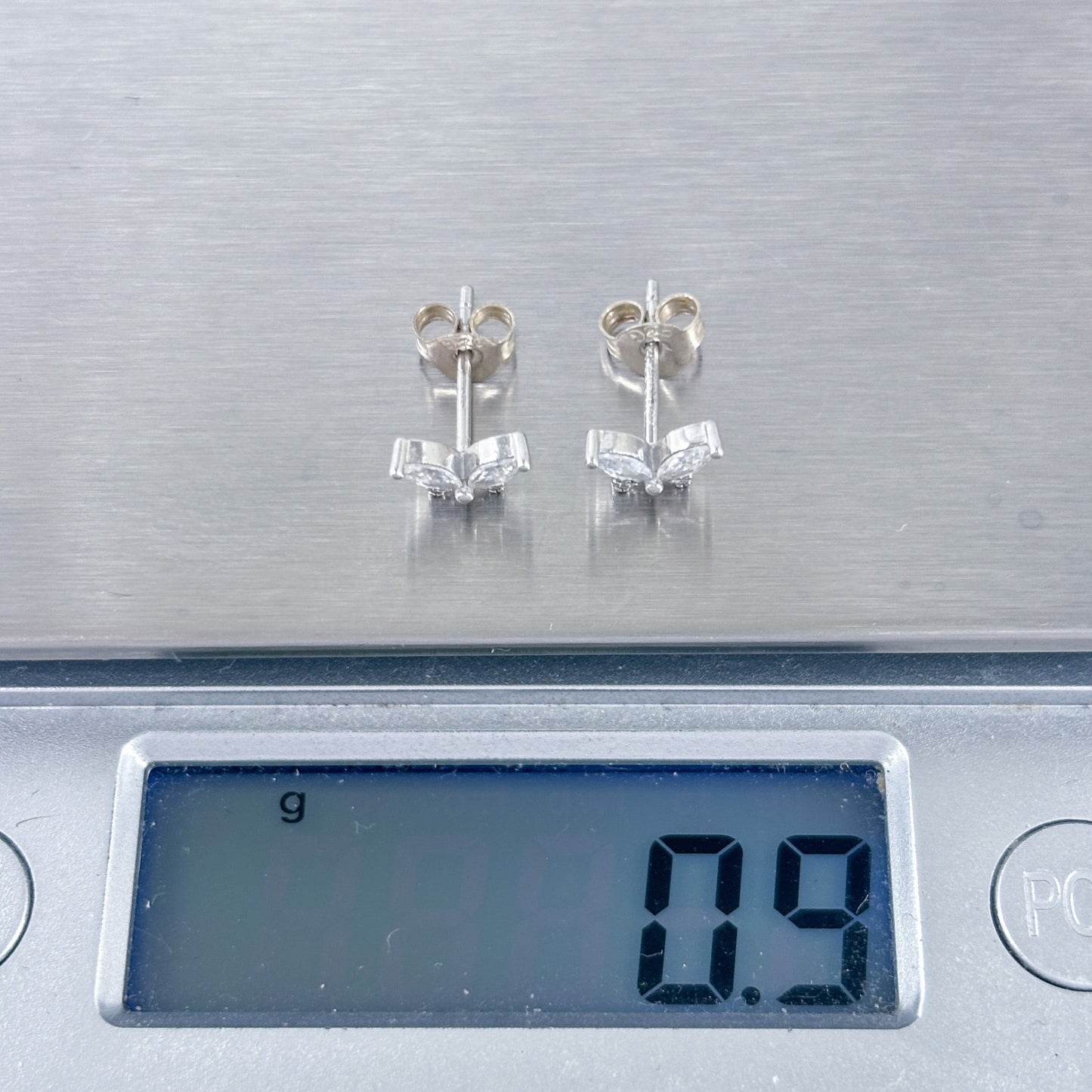 Vintage Sterling Silver 925 Cubic Zirconia Butterfly Stud Earrings