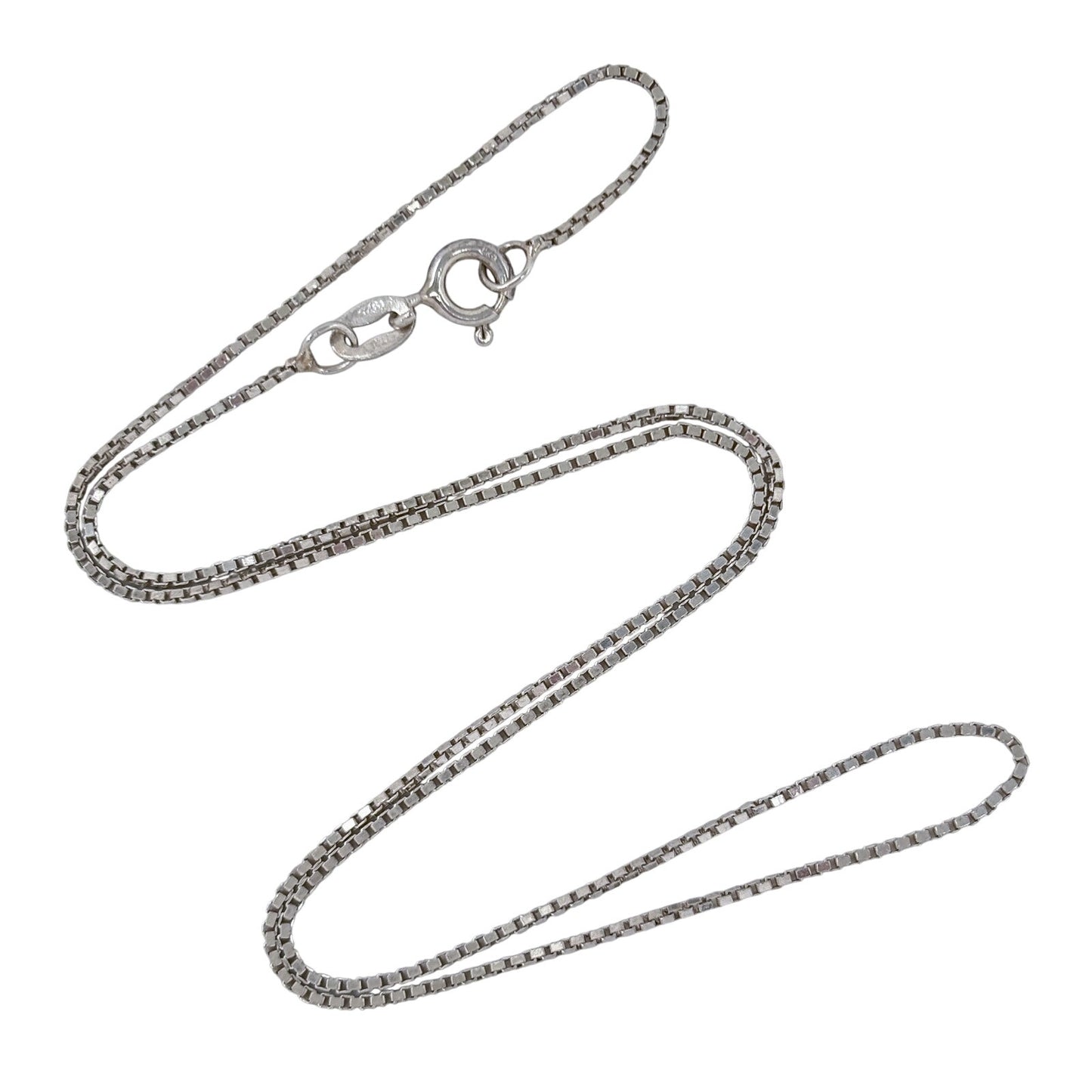 Vintage Italian Sterling Silver 925 Box Link Chain Necklace 16"