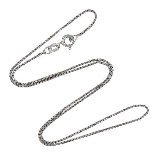 Vintage Italian Sterling Silver 925 Box Link Chain Necklace 16"