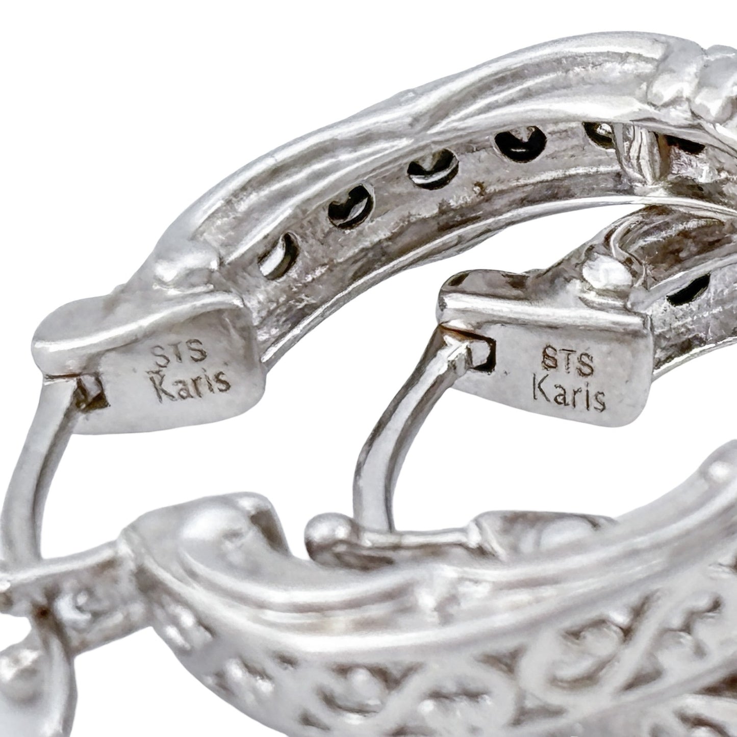 Vintage Sterling Silver 925 Cubic Zirconia Hoop Earrings