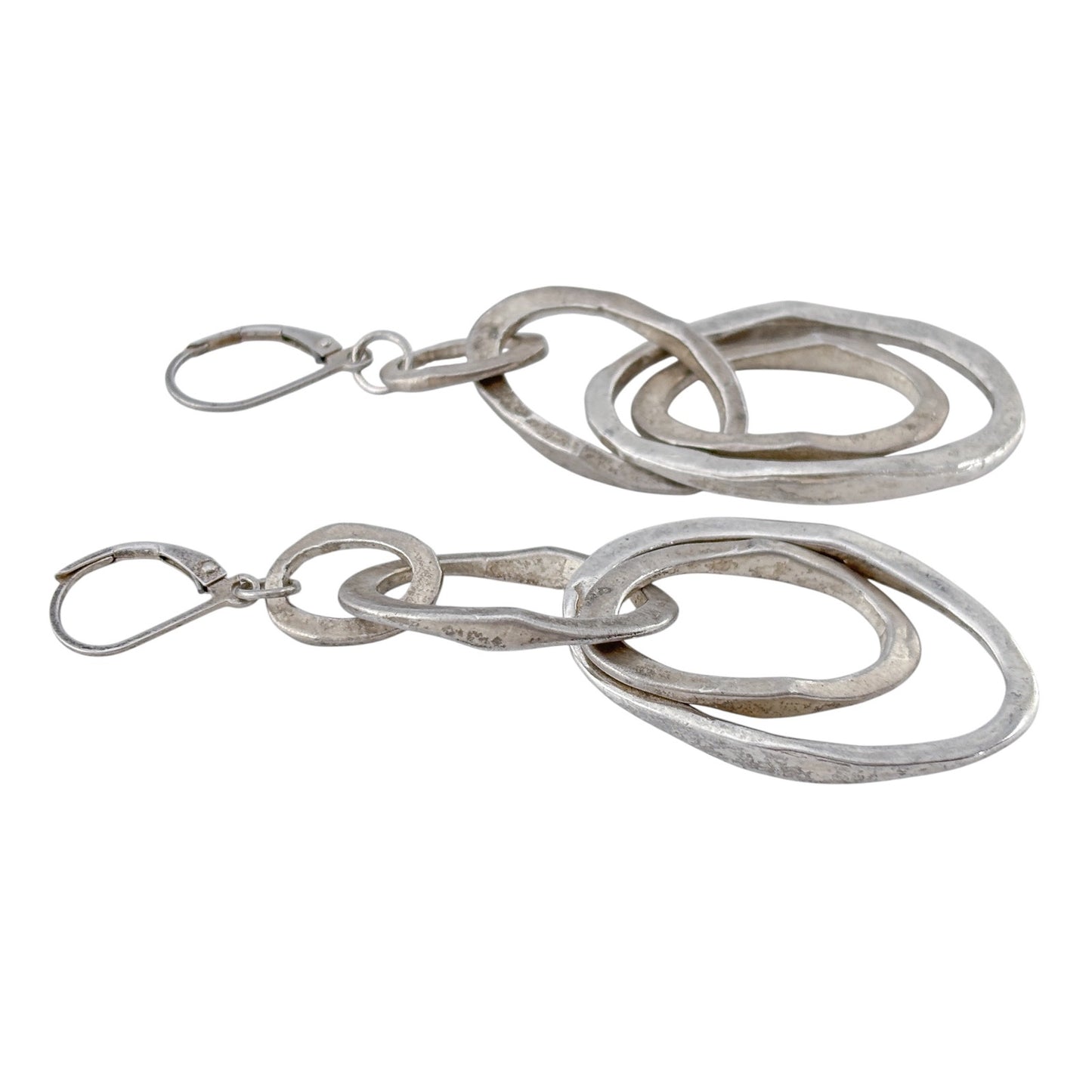 Vintage Sterling Silver 925 Linked Oval Dangle Earrings