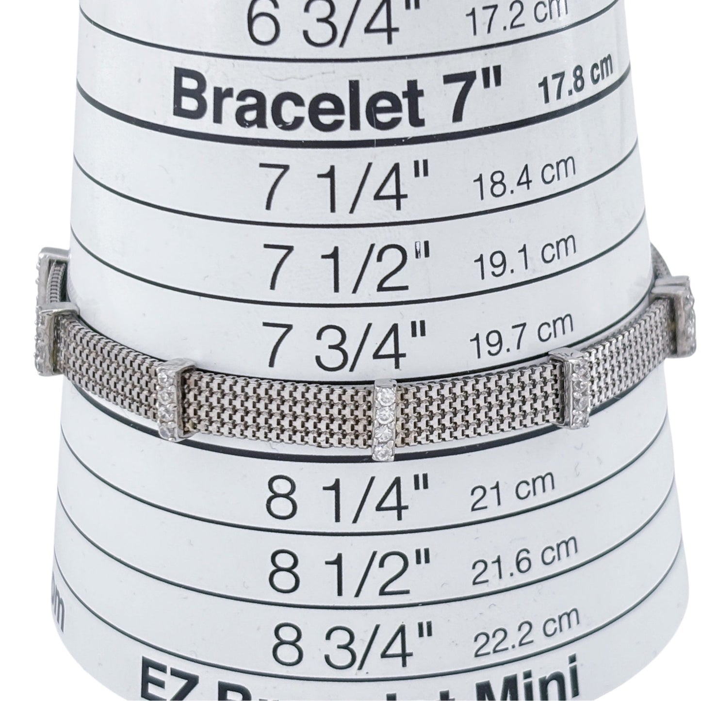 Vintage Sterling Silver 925 Cubic Zirconia Mesh Bracelet 7-8"