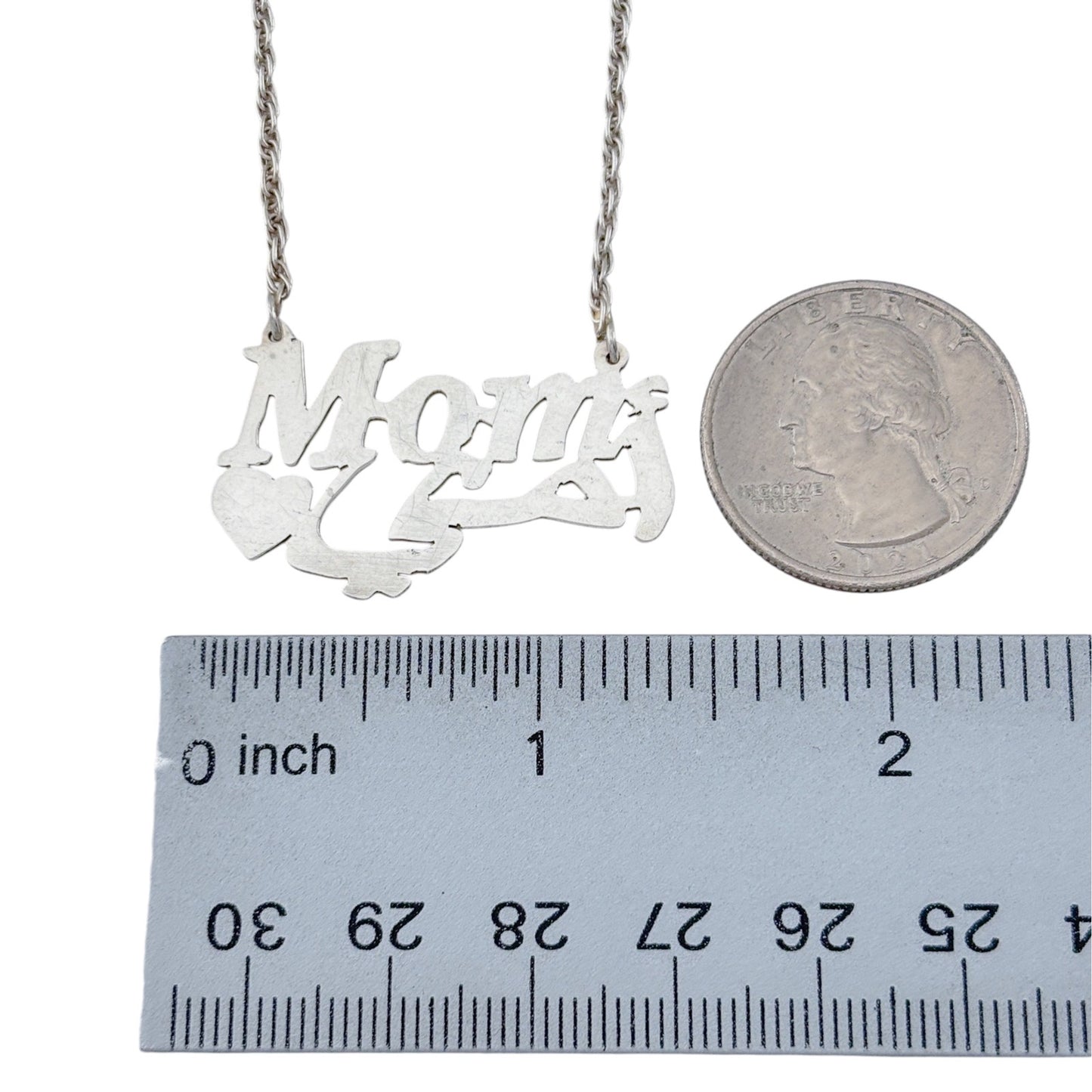 Vintage Sterling Silver 925 Mom Nameplate Necklace 18.5"