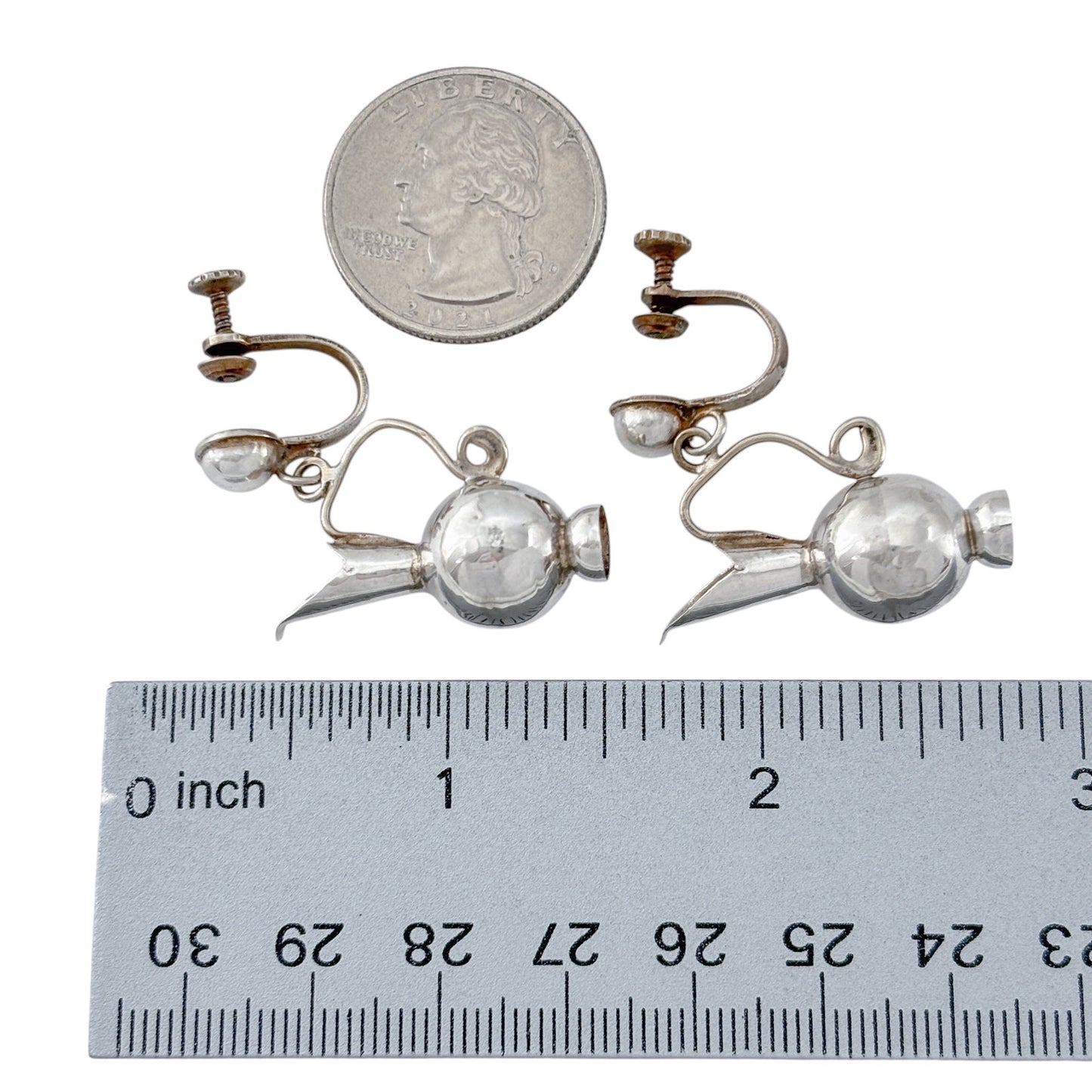 William Spratling Sterling Silver 925 Pitcher Screw-Back Earrings