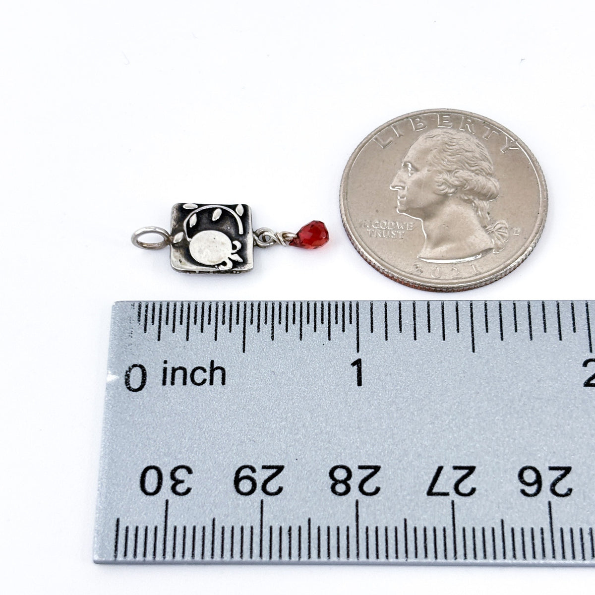 Vintage Sterling Silver 925 Garnet Dangle Pendant