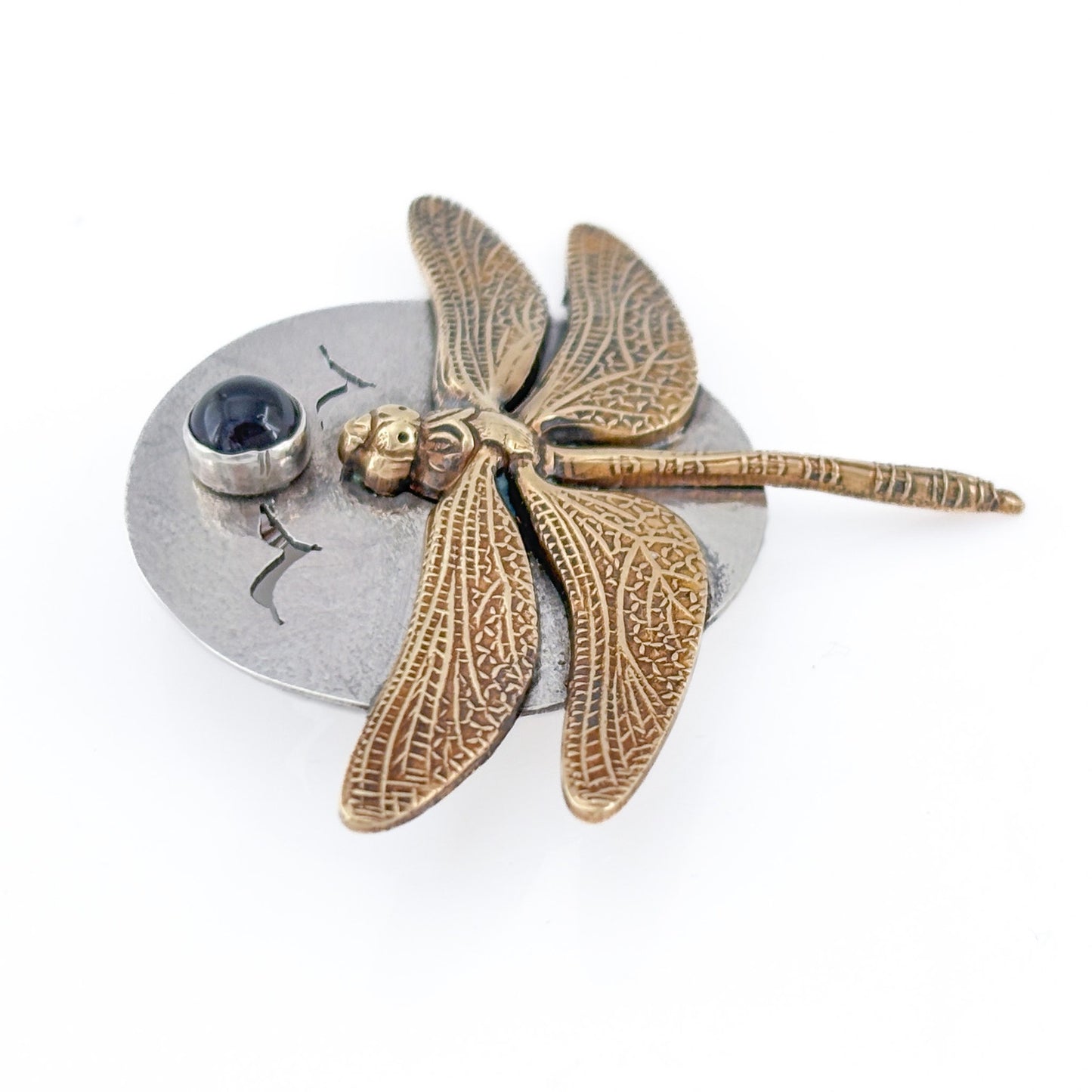 Vintage Sterling Silver 925 Lapis Lazuli Dragonfly Brooch