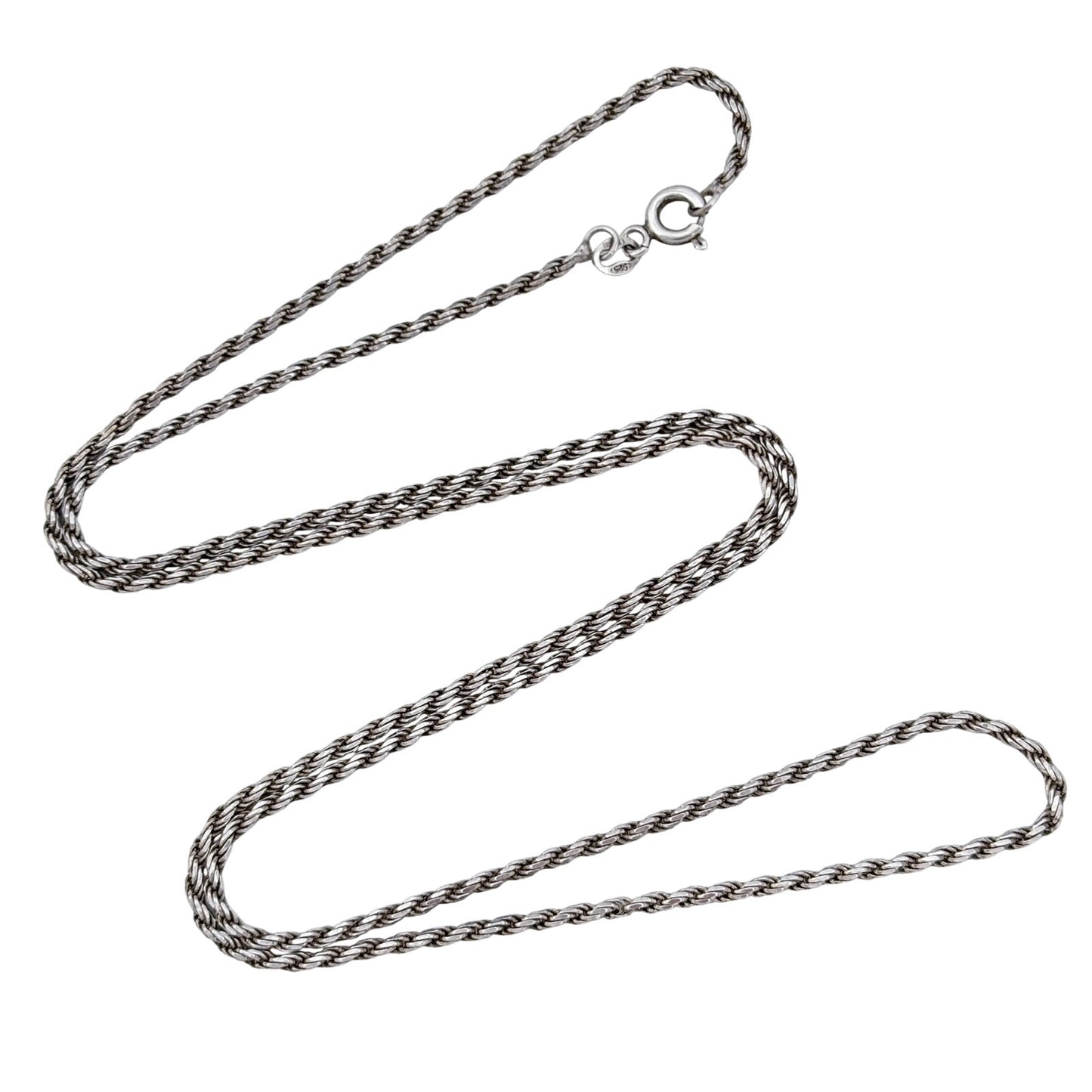 Vintage Italian Sterling Silver 925 Rope Link Chain Necklace 24"