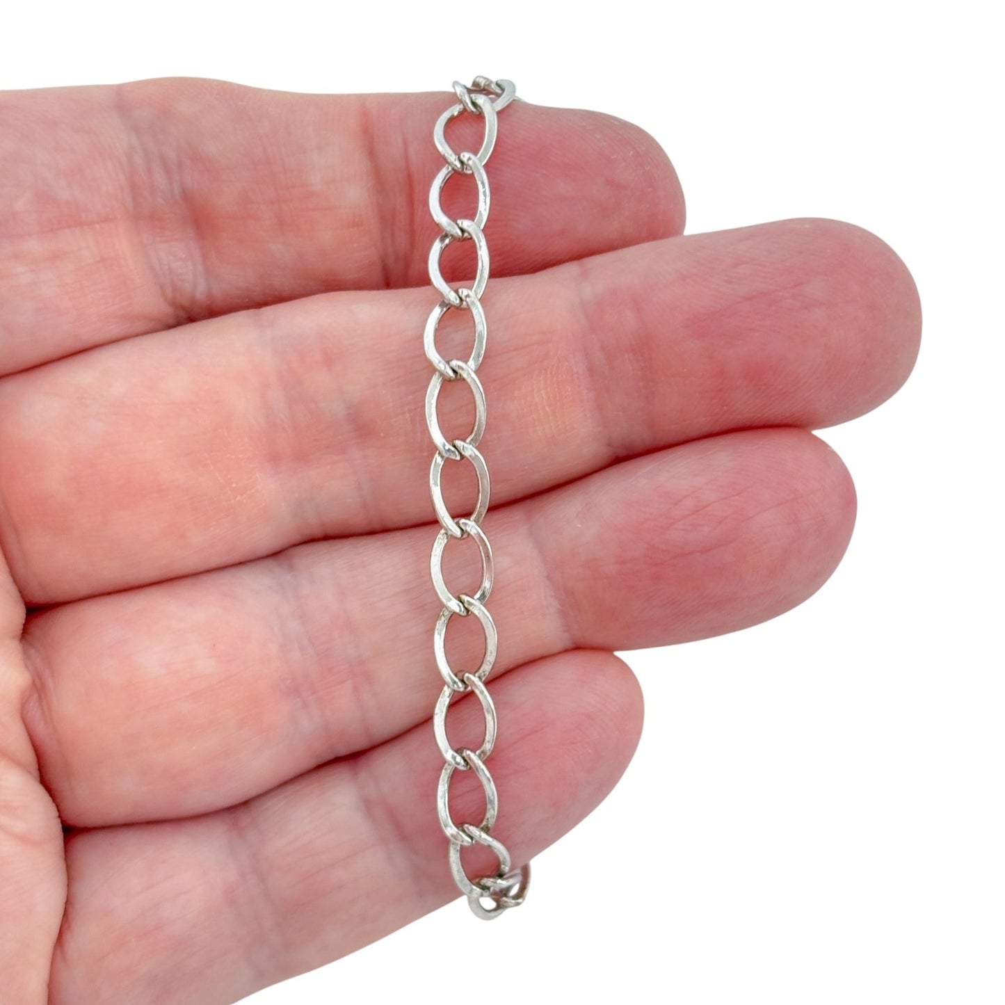 Vintage Sterling Silver 925 Oval Link Chain Bracelet 7"