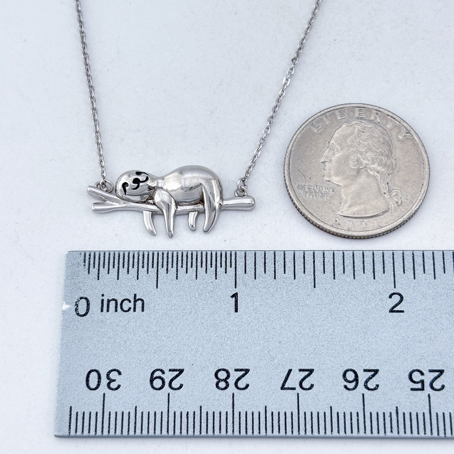 Vintage Sterling Silver 925 Sloth Pendant Necklace 18"-20"