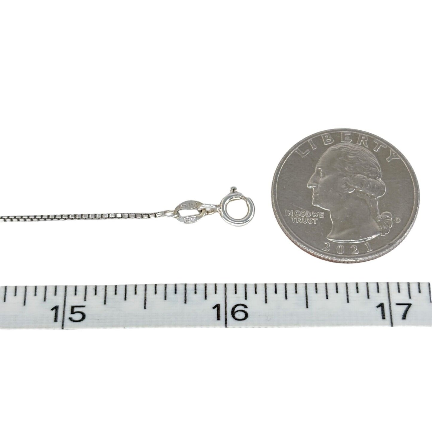 Vintage Italian Sterling Silver 925 Box Chain Necklace 16"