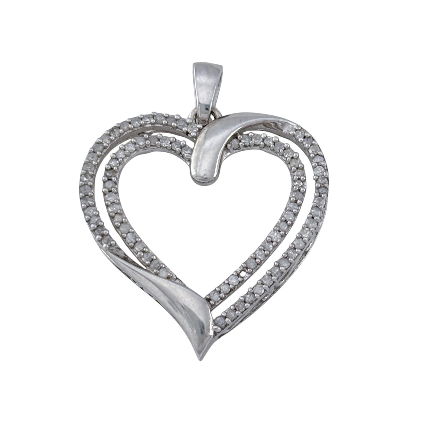 Vintage Sterling Silver 925 0.5ctw Diamond (Missing One) Heart Pendant