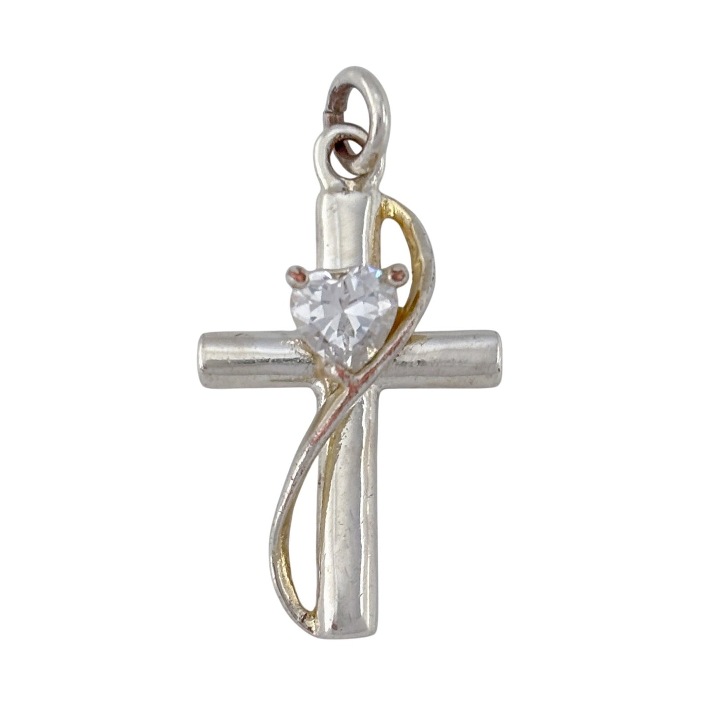 Vintage Silver Plated Faith Hope Love Cross Pendant