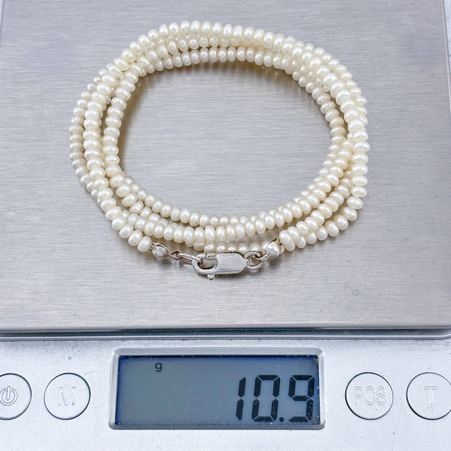Vintage Sterling Silver 925 Pearl Necklace 25"