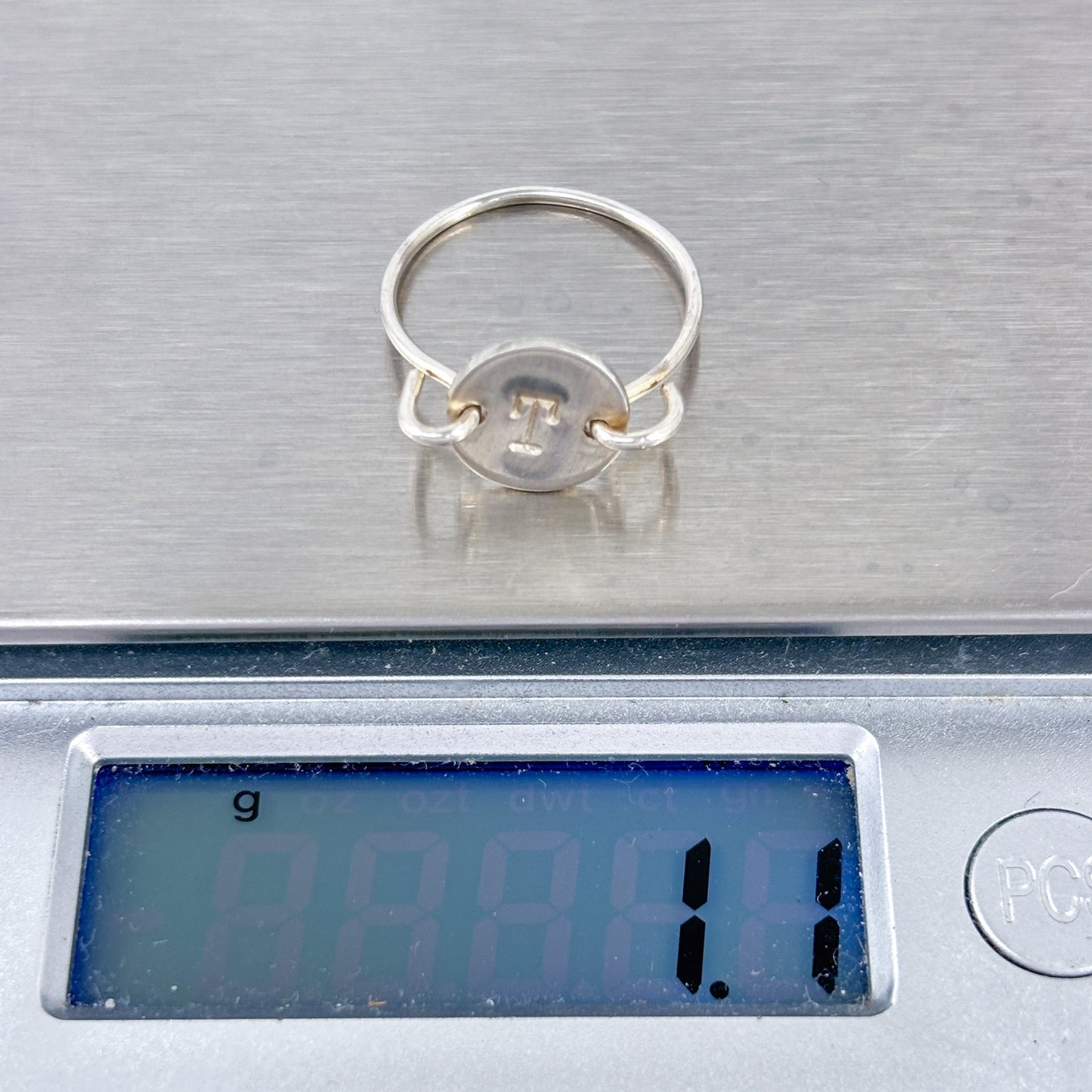 Silver-Tone Letter T Initial Ring Size 5.5