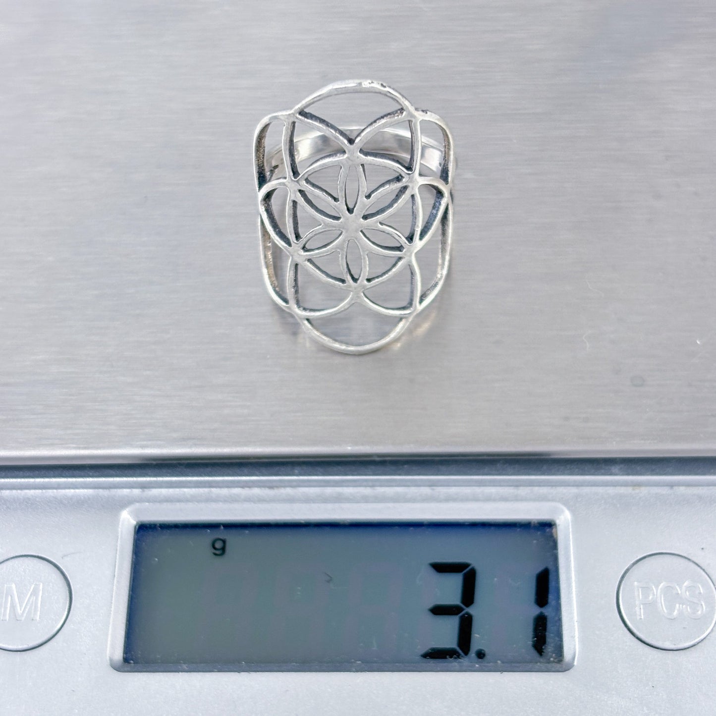 Vintage Sterling Silver 925 Mandala Flower Ring Size 7
