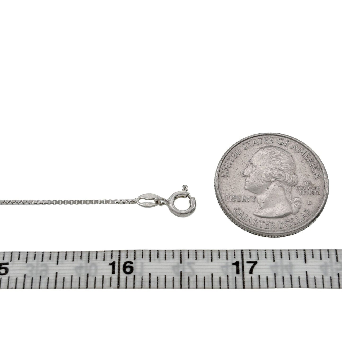 chain with quarter for size against a white background