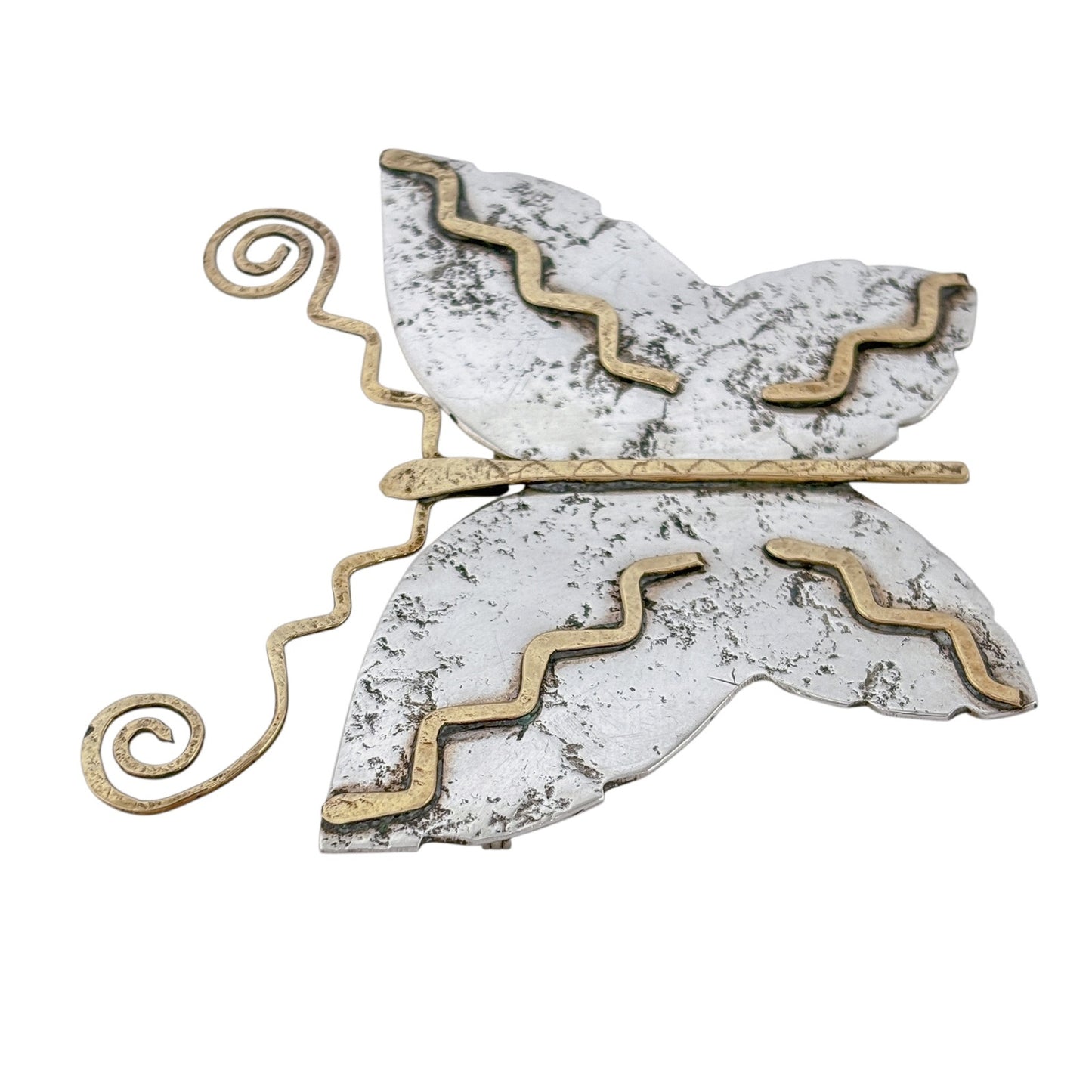Jan Loco Sterling Silver Tufa Cast Eternal Spirit Thunderdance Butterfly Brooch