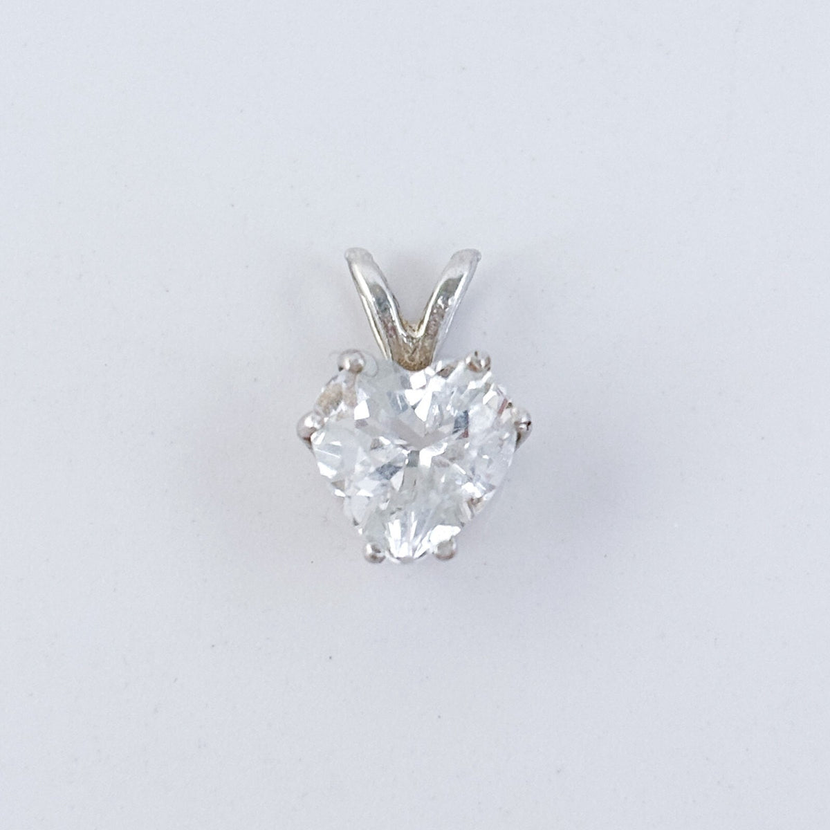 Vintage Sterling Silver 925 Heart Cut White Topaz Pendant