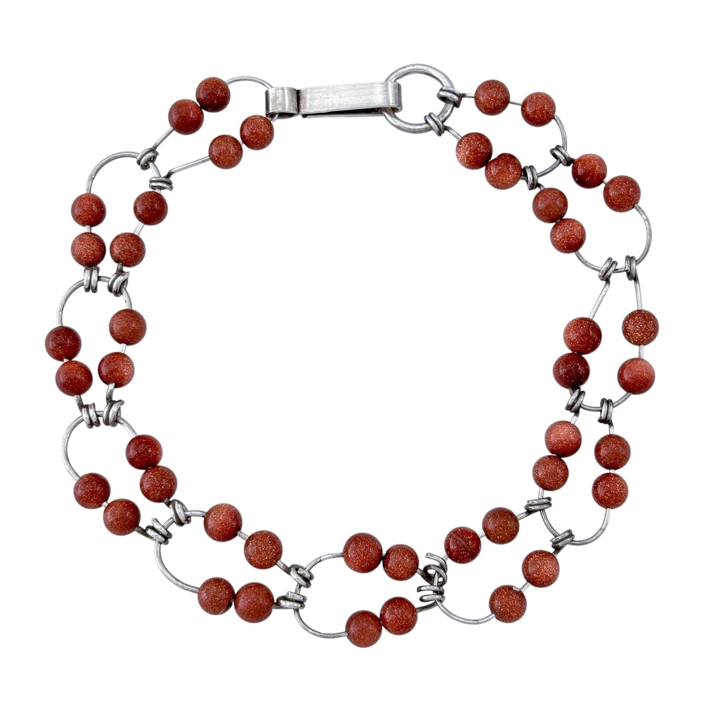 Vintage Sterling Silver 925 Sunstone Bracelet 7.5"