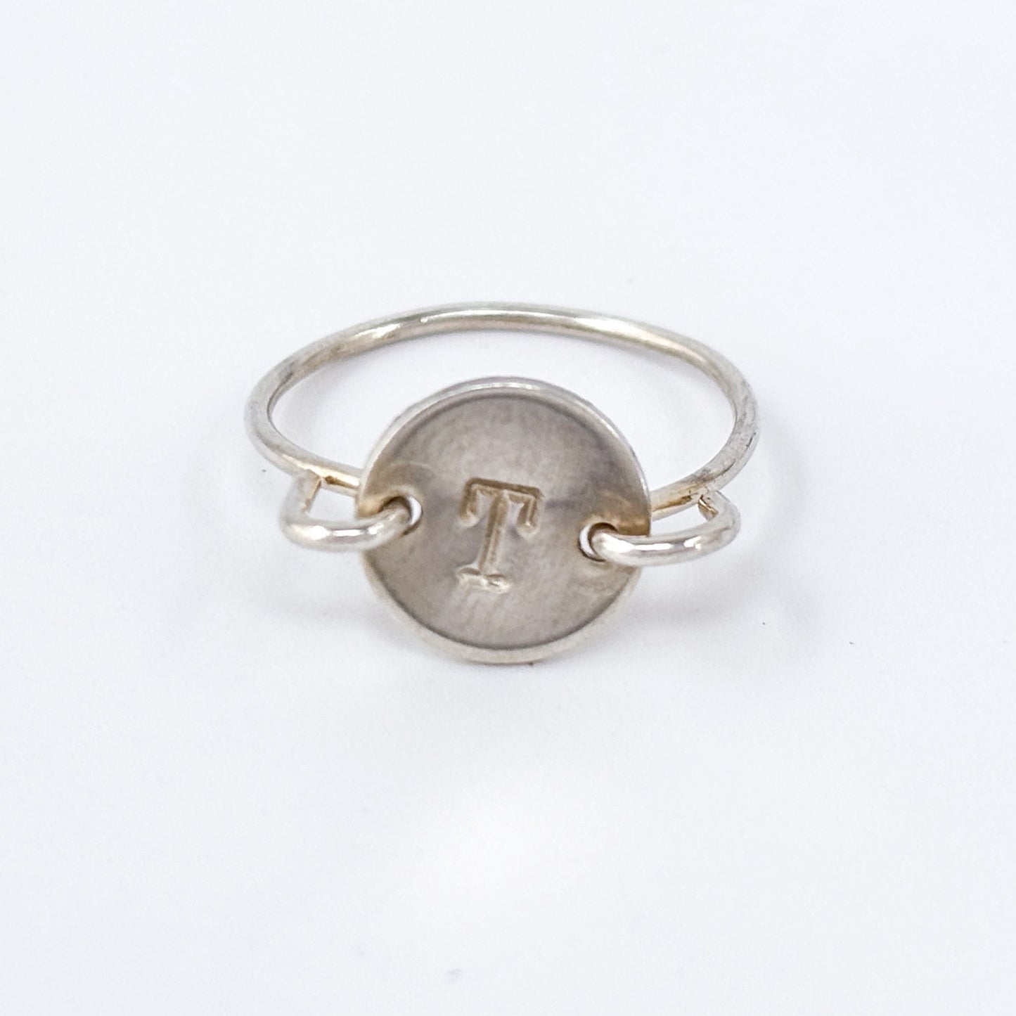 Silver-Tone Letter T Initial Ring Size 5.5