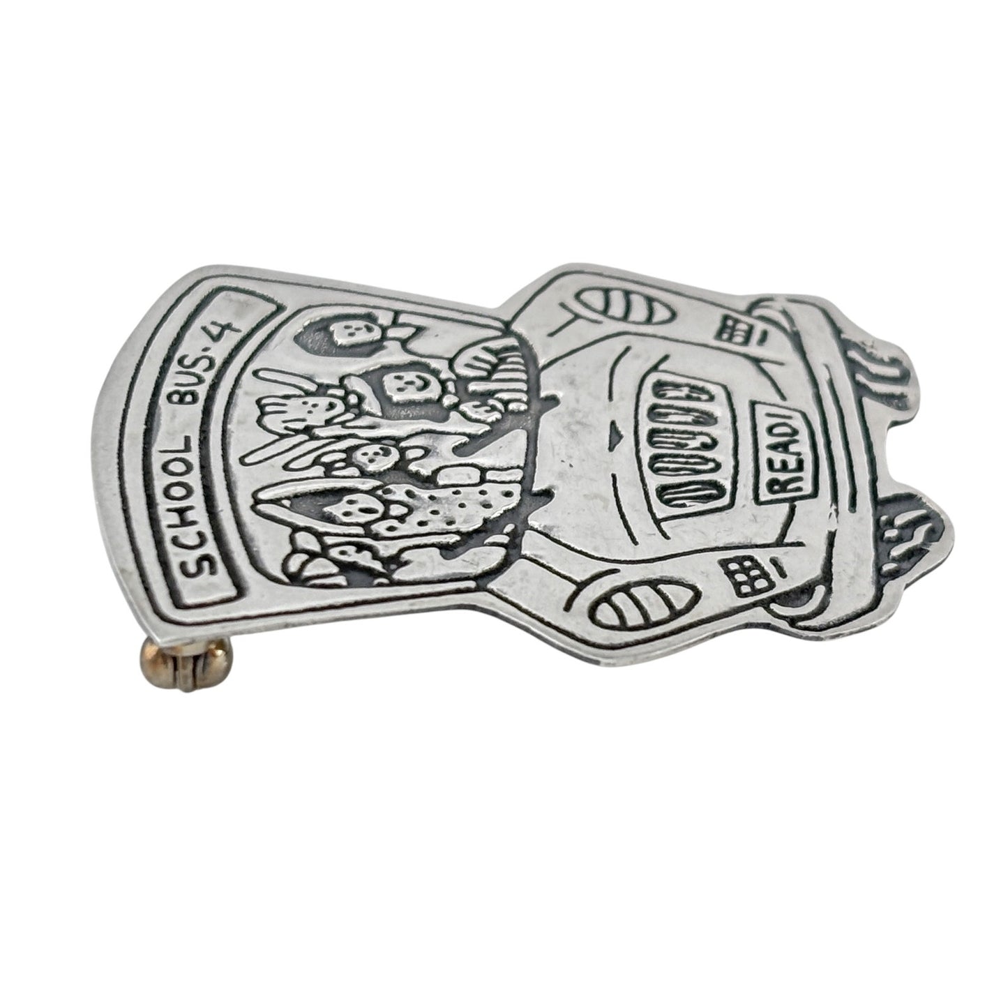 Vintage Sterling Silver 925 School Bus Brooch Pin