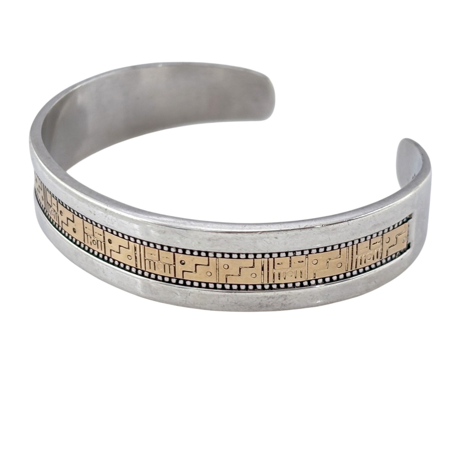 Vintage RMT Roderick Tenorio 14K Gold Sterling Silver Southwestern Cuff 6.75"