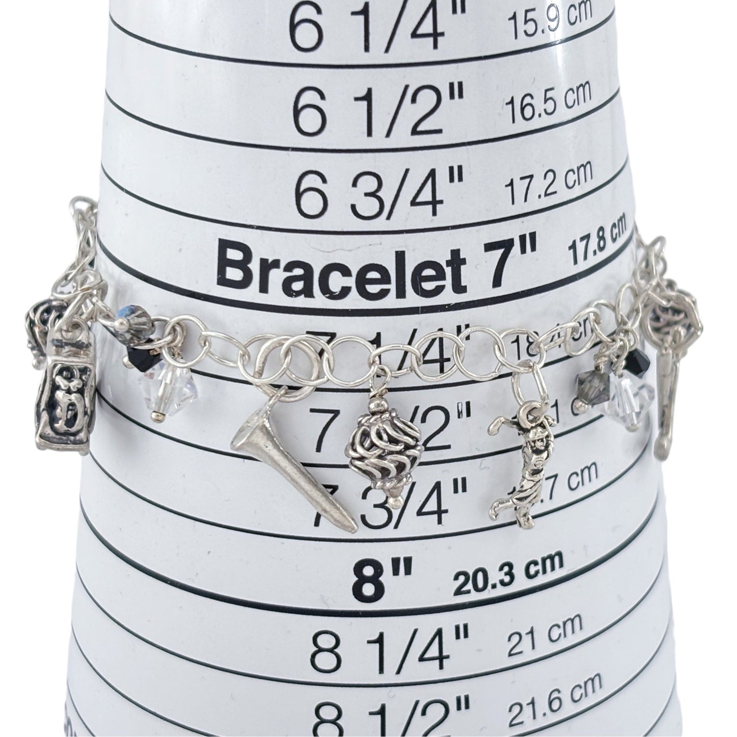 Vintage Sterling Silver 925 Golf Charm Bracelet 6.5-7.5"