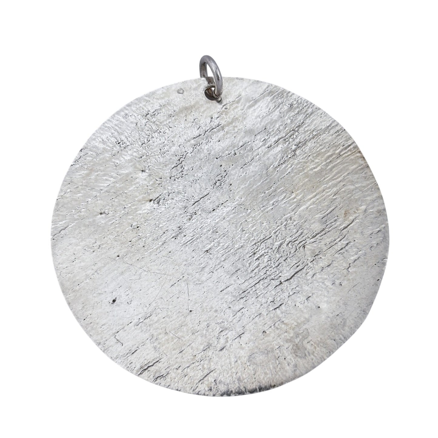Vintage Sterling Silver 925 Large Textured Disc Pendant