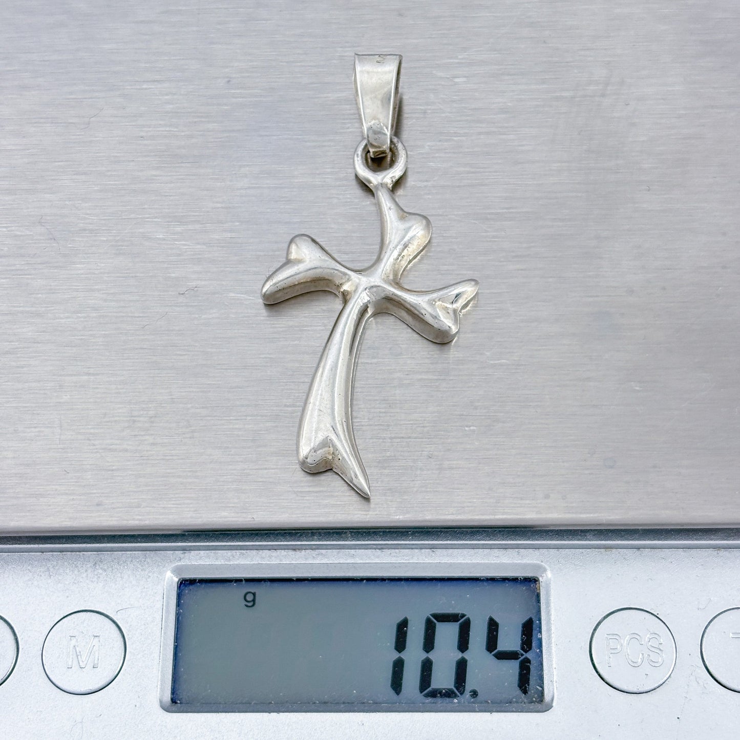 Vintage Sterling Silver 925 Organic Cross Pendant