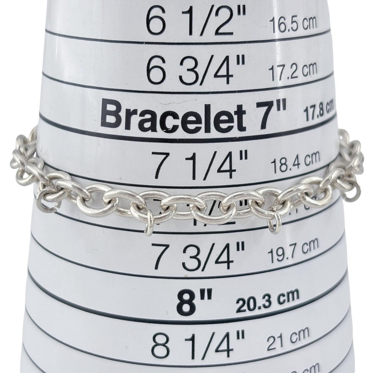 Vintage Sterling Silver 925 Oval Link Charm Bracelet 7.5"