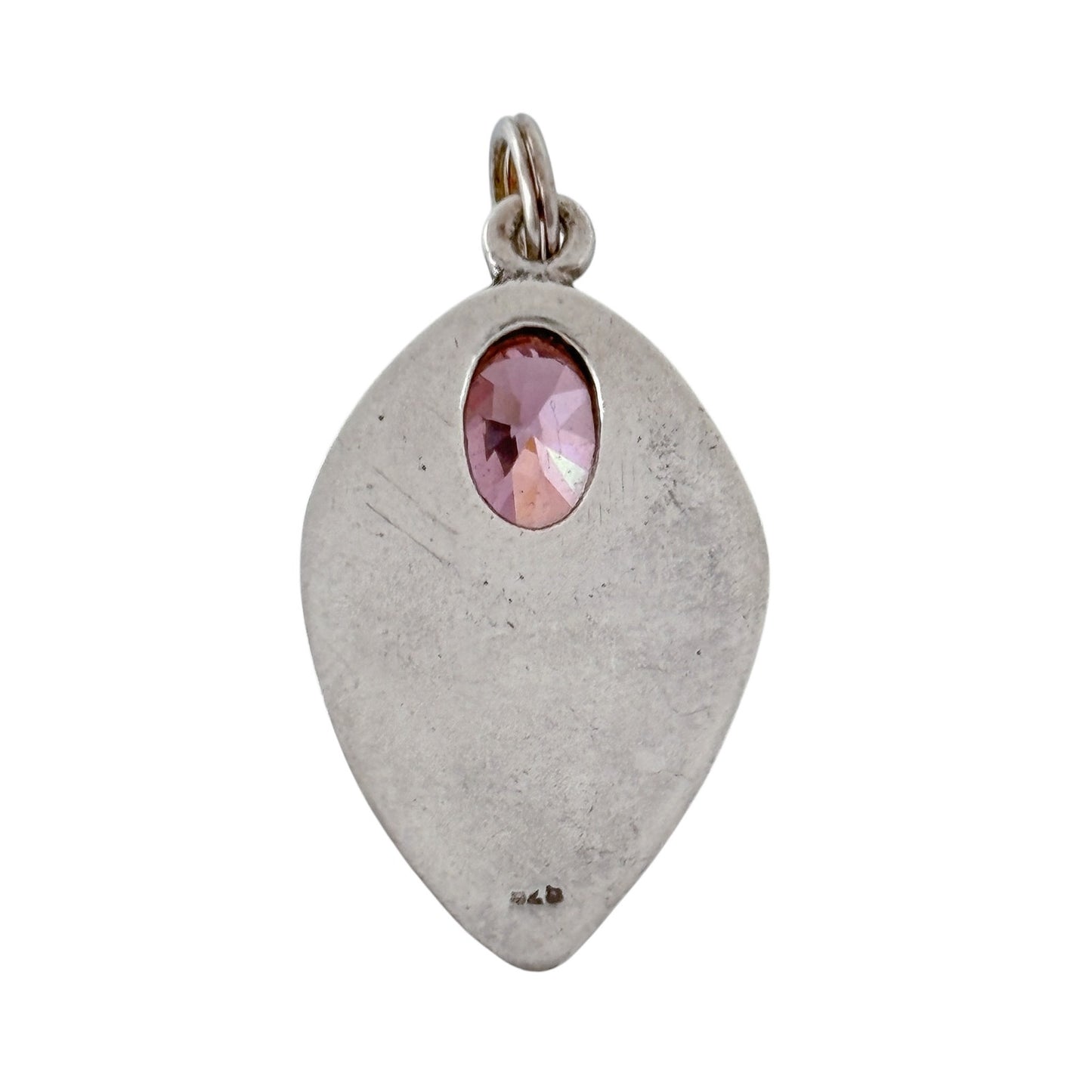 Vintage Sterling Silver 925 Morganite Pendant