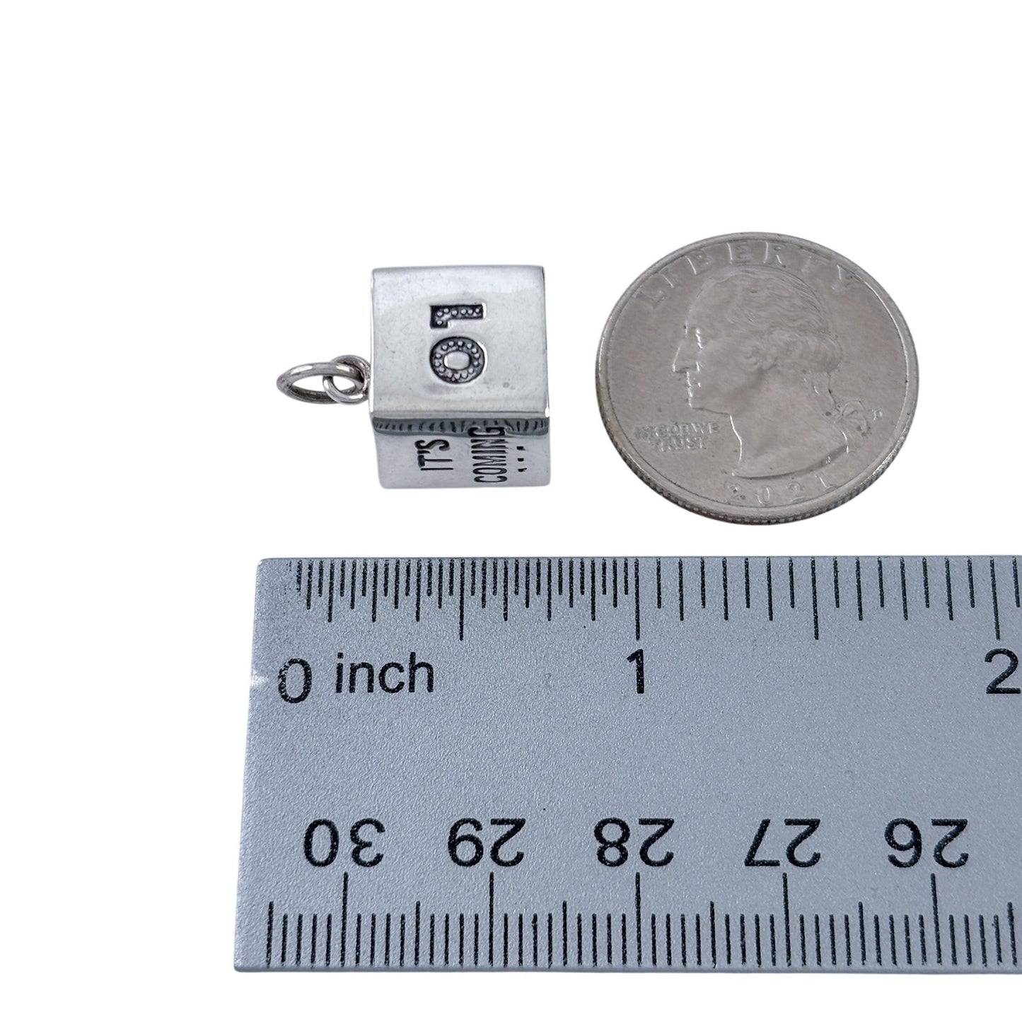 Vitnage Sterling Silver 925 Y2K Millennium Cube Pendant