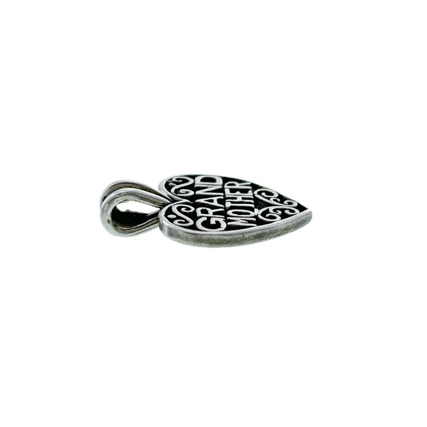 Vintage Sterling Silver 925 Filigree Heart "Grandmother" Pendant