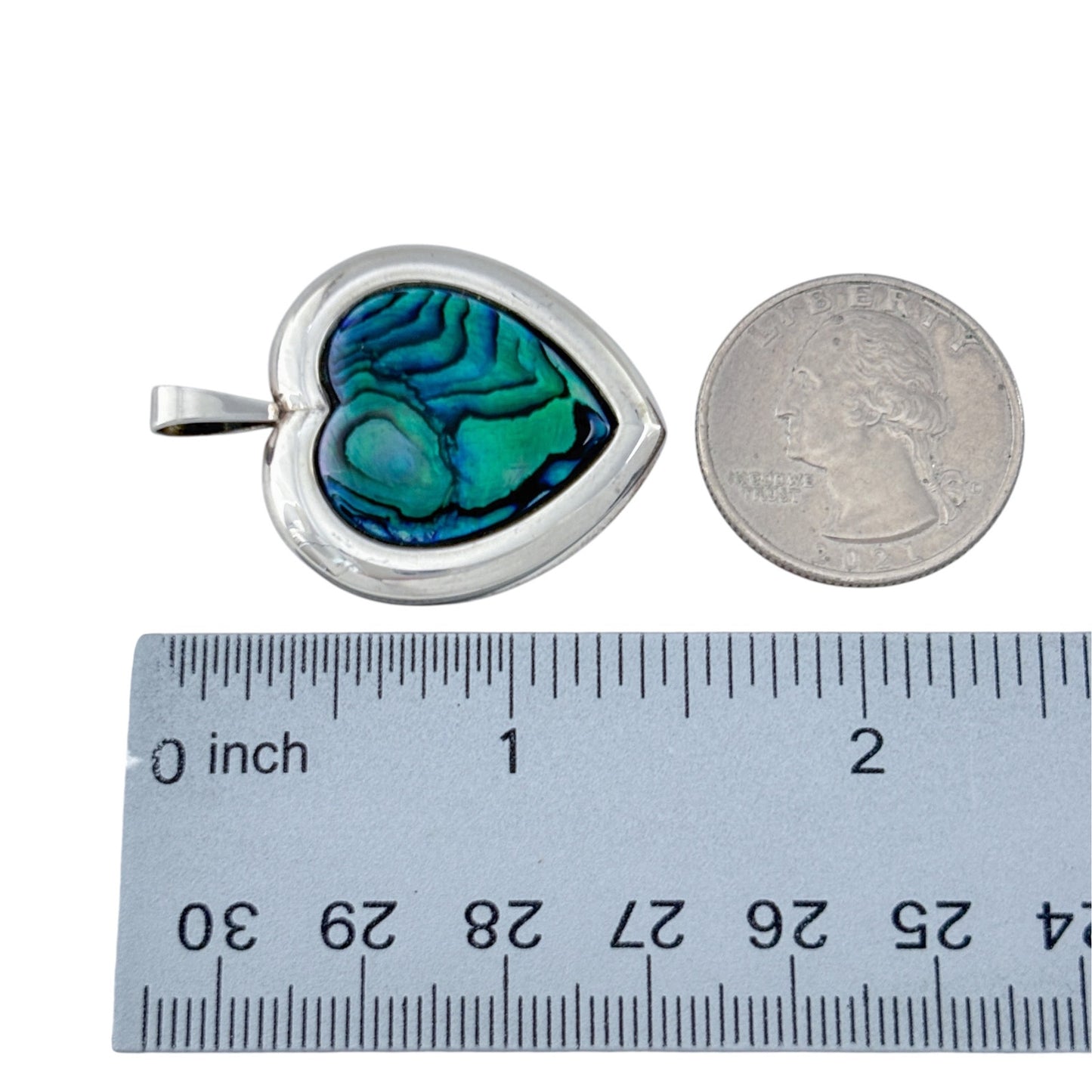 Vintage Sterling Silver 925 Abalone Heart Pendant