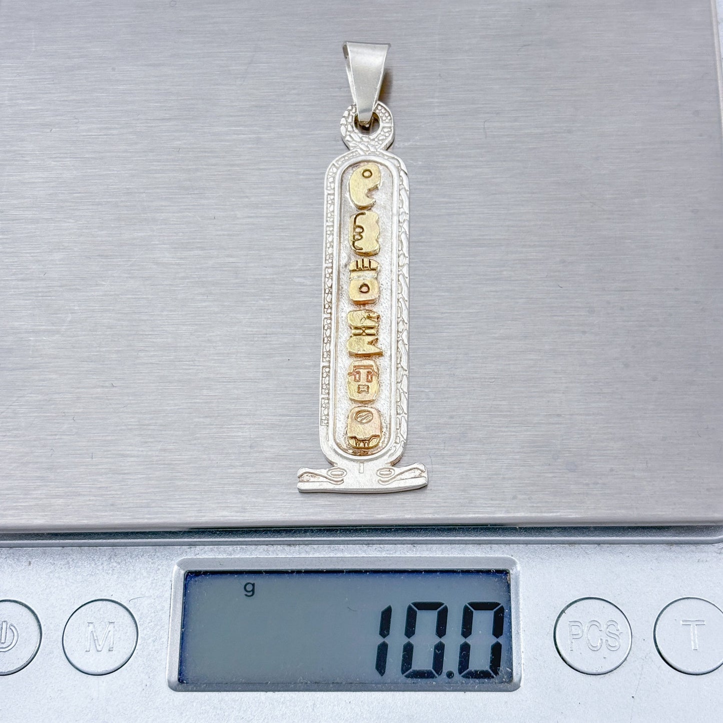 Vintage Mexican El Tigro 14K Gold Sterling Silver 925 Mayan Glyph Pendant