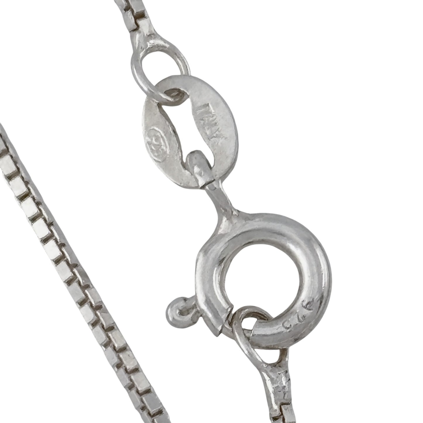 Vintage Italian Sterling Silver 925 Box Chain Necklace 18"