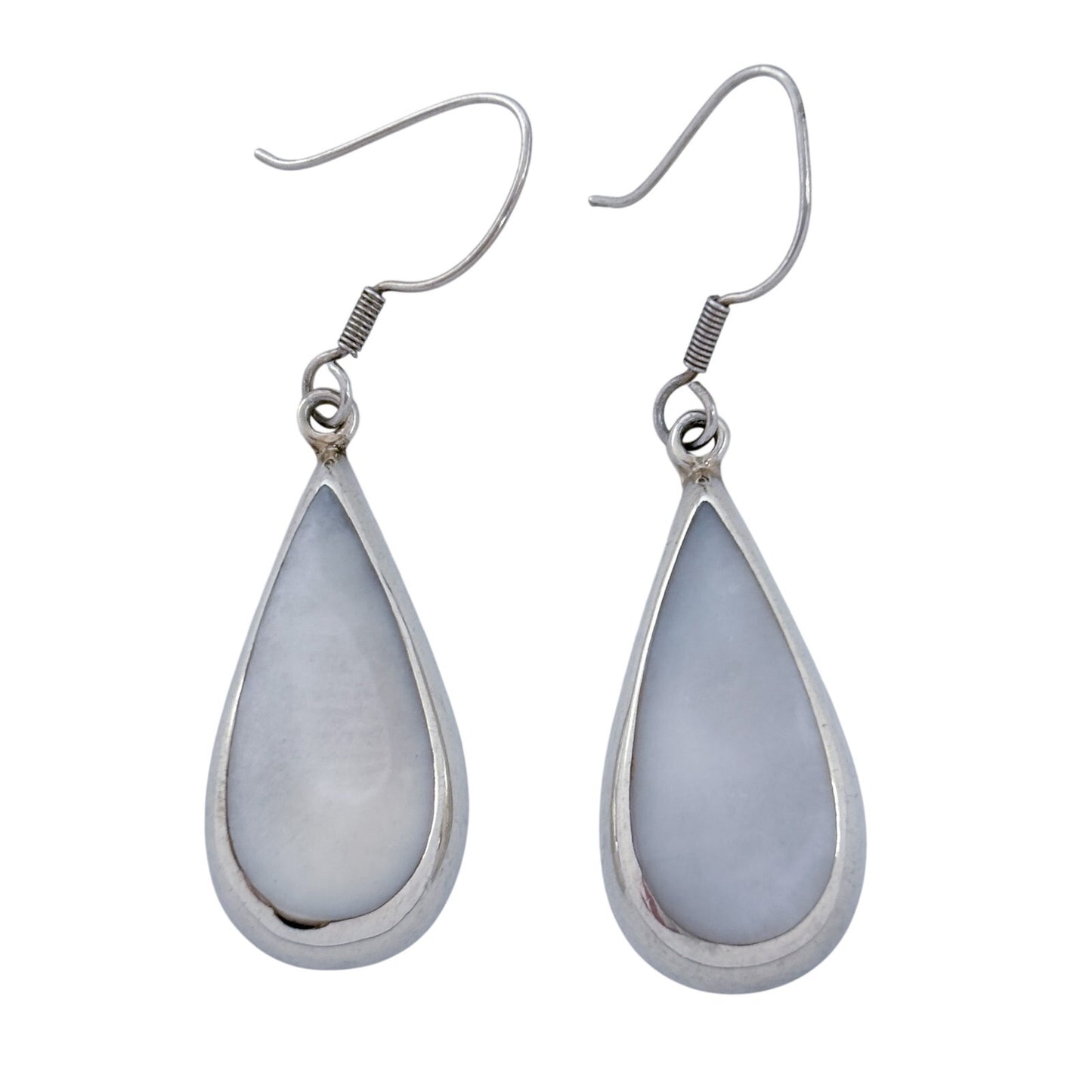 Vintage Sterling Silver 925 Mother of Pearl Teardrop Earrings
