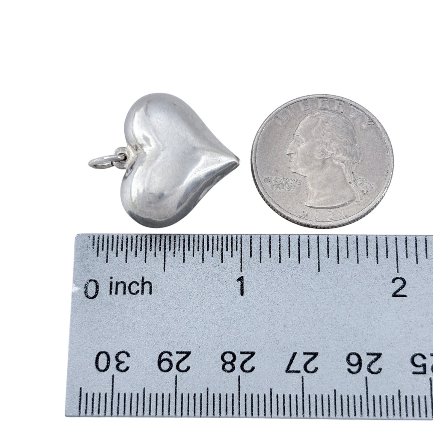 Vintage Sterling Silver 925 Puffy Heart Pendant