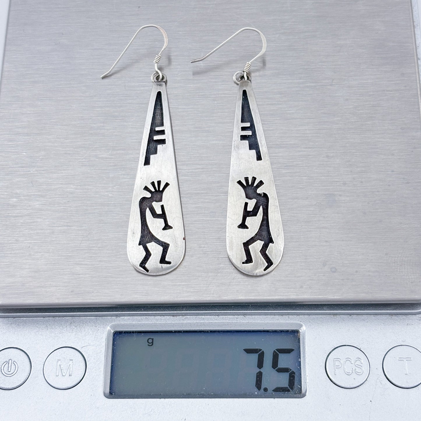 Vintage Sterling Silver 925 Kokopelli Dangle Earrings