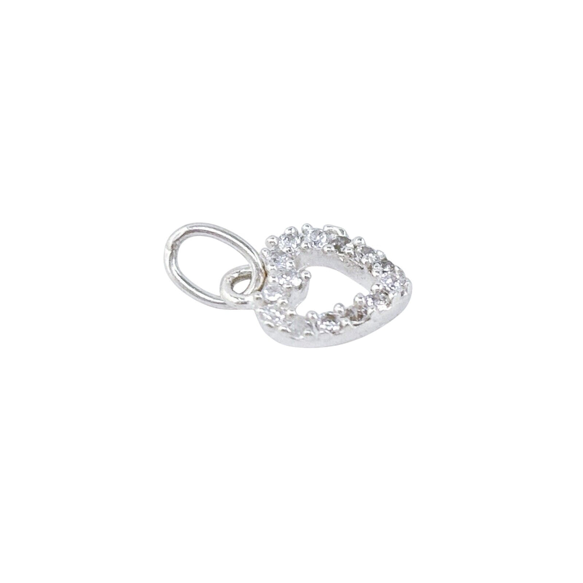 Vintage Sterling Silver 925 Cubic Zirconia Open Heart Charm Pendant
